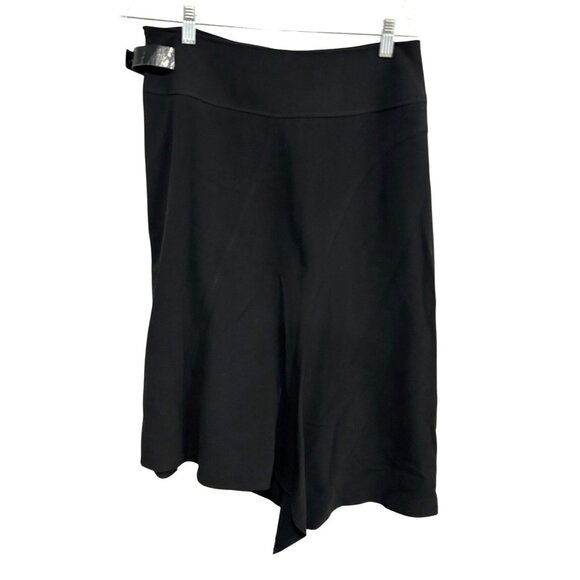 Larry Levine Black Asymmetrical Stretch Skirt With Side Buckle Detail Size 8 - Picture 2 of 9